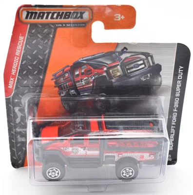 Matchbox Superlift Ford F-350 Fire Engine 85/120 2014 Superfast Short Card - Image 1 of 2