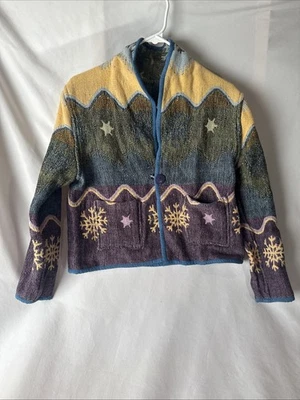 Носимая художественная блузка петрушка и шалфей абстрактная носимая художественная шакетка размер S укороченная - Изображение 1 из 4