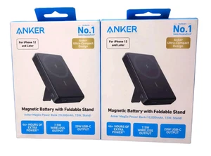 Lot 2 Anker - MagGo Magnetic Power Bank with Kickstand (10000mAh, 20W) Black - Picture 1 of 2