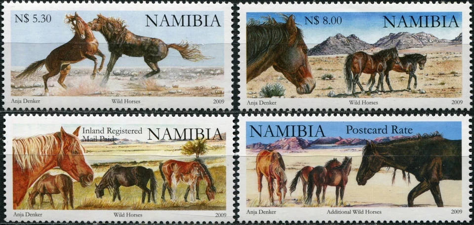 Namibia 2009. Wild Horses of Namibia (MNH OG **) Set of 4 stamps - Image 1 of 1