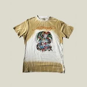 Ed Hardy - VTG Y2K Tie Dye Rhinestone Skull Eagle Snake Tattoo Tee - Size L - Picture 1 of 7
