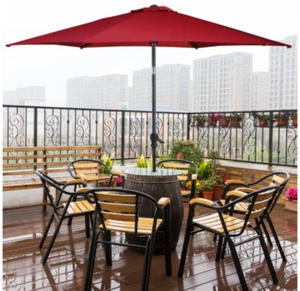 10ft Home Patio Garden Pool Steel Tilting Crank Canopy Market Umbrella Burgundy  - Picture 1 of 8