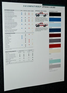 Chevy S10 1991 opciones de color especificaciones anuncio de distribuidor original camioneta 91 - Imagen 1 de 1