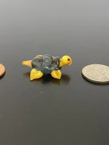 Hand Blown Glass Figurine Collectibles Handmade Miniature Turtle Brown Yellow - Picture 1 of 5