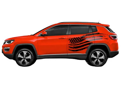 Calcomanía de vinilo con gráficos a rayas de bandera estadounidense para Jeep Compass puerta lateral Foto 1 de 4