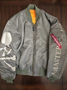 Alpha Industries X Mastermind World Green/Olive Reflective Bomber Jacket Medium - Picture 1 of 14