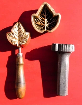 Vintage 3 pc Millinery Ivy Leaf Flower for Velvet Mold Brass Antique #49 - Image 1 of 4