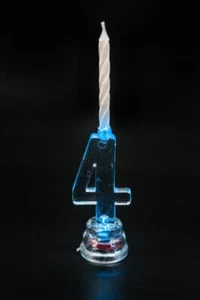 Birthday Candle Holder Number 4 LED Flashing Cake Topper 4 Wax Candle Cake Decor - Picture 1 of 4