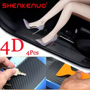 Accessories Car Stickers Carbon Fiber Vinyl Auto Threshold Anti Scratch Cover 4x - Foto 1 di 12