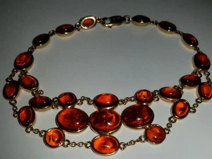 14K Gold 7-3/4" Bernstein Cabochon Designer Armband - Seelenstein Kollektion - Bild 1 von 7