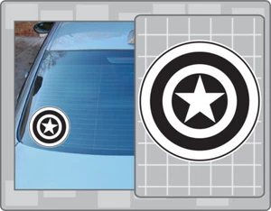 CAPTAIN AMERICA'S SHIELD in Black & White Vinyl Decal #4 Car Truck Sticker - Picture 1 of 1