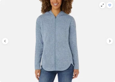 Chaqueta con Capucha Eddie Bauer Mujer Radiador Polar Cremallera Completa (Azul HTR, XL) NUEVA CON ETIQUETAS Foto 1 de 3