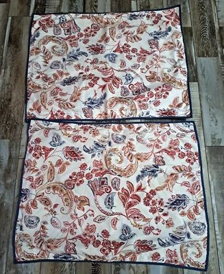 Fronhas de travesseiro Chaps The Springs padrão floral azul vermelho laranja jacobino - Imagem 1 de 4