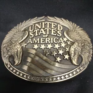Hebilla de cinturón de latón vintage ~ latón sólido ""Estados Unidos/América"" DoubleEagle NUEVA - Imagen 1 de 9