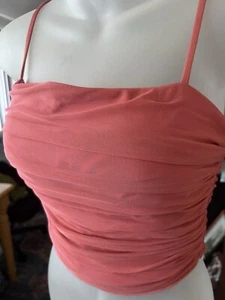 NWT Express Body Contour Mesh Blush Rose Pink Ruched Cropped Cami Tank-Sz Medium - Picture 1 of 5