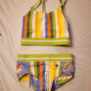 Matilda Jane NWT striped/floral 2 piece reversible swim suit 10/12 - Picture 1 of 5
