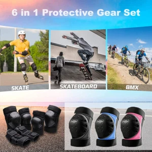 Rodilleras para adultos coderas protectores de muñeca 6 en 1 conjunto de equipo de protección tamaños del Reino Unido: L XL - Imagen 1 de 13