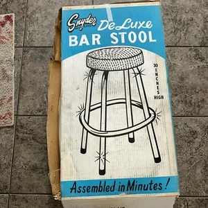 Snyder DELUXE BAR STOOL NOS Vintage In Carton Chrome, Padded Seat NEW! MCM - Picture 1 of 8