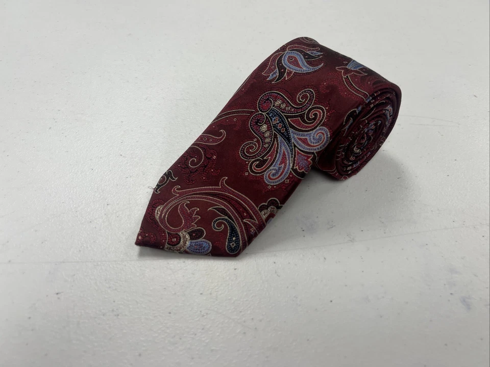 Black Brown 1826 Men's Burgundy Red Paisley Silk Neck Tie $108 - Image 1 of 4