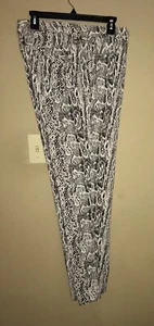 LADIES BAMBOO TRADERS ANIMAL PRINT IVORY/BLK SKINNY PANTS/SLACKS 14. - Bild 1 von 6
