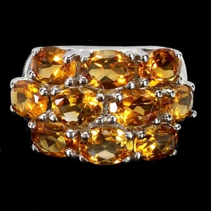 Anillo De Plata Esterlina 925 Ovalado De Citrino 7x5mm Joya Natural Talla 8.5 - Imagen 1 de 13