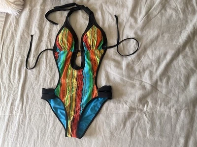 COOGI Women's Swimsuit Monokini One Piece Sz S Vtg Y2K blue Suit Rasta - Image 1 of 4