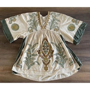 ZARA SHORT Linen BLEND EMBROIDERED DRESS Size L Excellent Condition - Picture 1 of 9