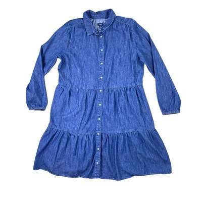 Vestido vaquero con botones para mujer J Crew Factory talla 16 azul algodón occidental Foto 1 de 3