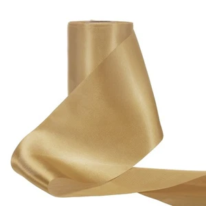 4 Inch Wide Satin Ribbon, 22 Yards Single Face Solid Ribbon, Dark Gold - Picture 1 of 7