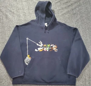 Looney Tunes Hoodie Mens XL Warner Bros. Studio Store 1999 Vintage Blue - Picture 1 of 9