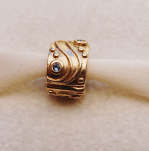 Gen. Pandora 14ct. Gold Clip with Sapphire "Babbling Brook" - 750418SA - retired