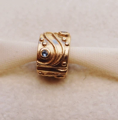 Gen. Pandora 14ct. Gold Clip with Sapphire "Babbling Brook" - 750418SA - retired - Image 1 of 4