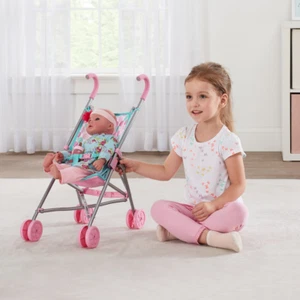 Umbrella Stroller for Dolls Kids Children Fun Gift Toys Foldable Lightweight - Picture 1 of 12