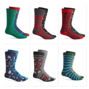 Club Room Men's 2-Pack Christmas Crew Socks, Choose Pattern, Volume Discount - Picture 1 of 13