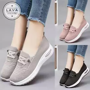 Womens Knit Loafer Hands Free ins Slip On Athletic Shoes Casual Walking Sneakers - Picture 1 of 15