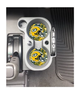 GREEN BAY PACKERS HELMET CUSTOM RUBBER CAR COASTERS SET (2) NFL - Picture 1 of 1