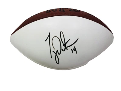Certificado de autenticidad de fútbol americano Wilson panel blanco firmado por Ty Detmer Philadelphia Eagles Byu Foto 1 de 4