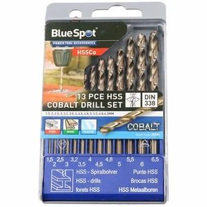 13pc HSS Cobalt Twist Drill Bit Set Metric MM Sizes 1.5mm - 6.5mm Drilling - Picture 1 of 3