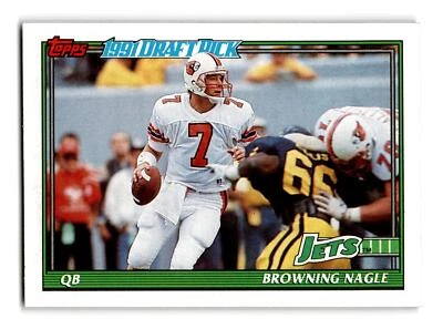 Browning Nagle RC Rookie 1991 Topps #481b New York Jets NM-MINT - Image 1 of 2