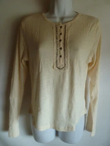 Ralph Lauren Chaps Top T-shirt Designer Sequins 100% Genuine New OX Cream Peach - Picture 1 of 24