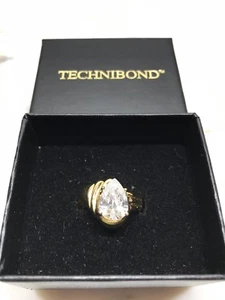TECHNIBOND STERLING SILVER WITH GOLD VERMEIL OVERLAY PEAR SHAPE CZ SIZE 5 RING - Bild 1 von 7