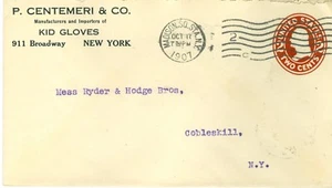 Envelope P Centemeri & Co New York NY to Cobleskill NY 10/17/1907 - Picture 1 of 2