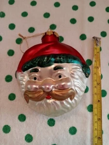 EUC Vintage Blown Glass Santa Clause Face Christmas Tree Ornament 4 inch - Picture 1 of 6