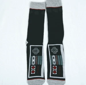 Novelty Socks Nintendo Game Controller on Black with Grey - Picture 1 of 4