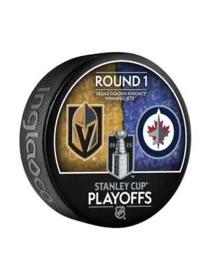 2023 Stanley Cup Playoffs RD 1 Vegas Golden Knights vs Winnipeg Jets Hockey Puck - Image 1 of 2