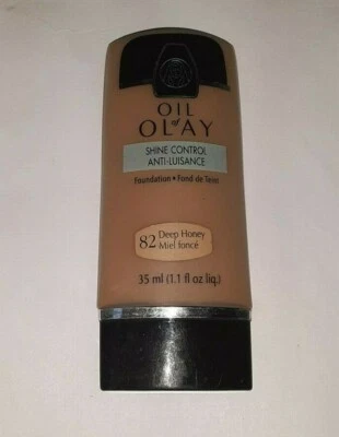 discontinued OIL OF OLAY SHINE CONTROL LIQUID FOUNDATION 82 DEEP HONEY unsealed - Image 1 of 3