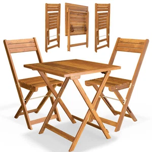CASARIA® Balkonmöbel Set 3-Tlg Holz Akazie Klappbar Wetterfest Balkon Garten - Bild 1 von 9