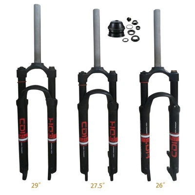 26"/27.5"/29" Bicycle Suspension Fork 28.6mm Single Shoulder Straight w/Headset - Image 1 of 4