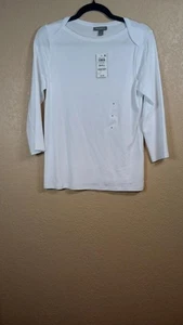 STYLE CO BARCO MUJER ALGODÓN MANGA 34 BLANCO BRILLANTE S - Imagen 1 de 3