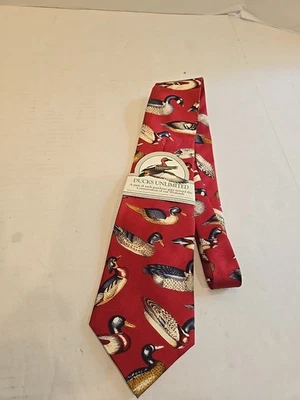 Duck's Unlimited Men’s Necktie Vintage Tie  Wood Ducks USA Hunting NWT - Image 1 of 4